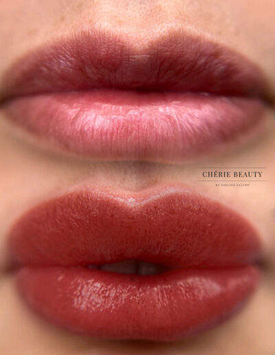 Lip blushing before and after